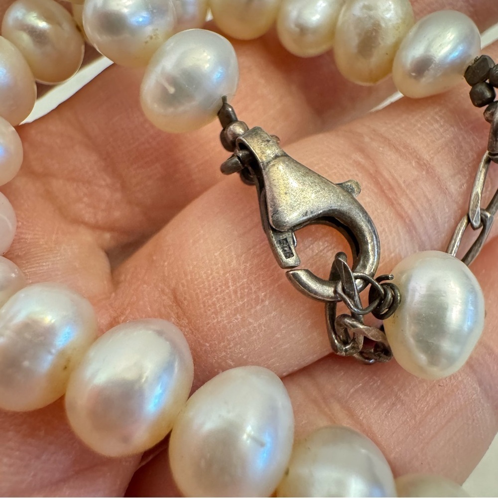925 Sterling Silver Fresh Water Cultured Pearl Necklace 8 mm Elegant Timeless - Picture 12 of 16